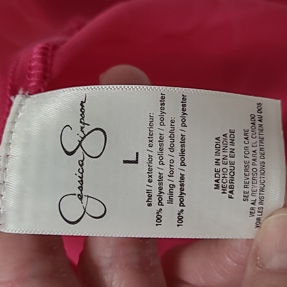 NWT Jessica Simpson Pink Tropical Print Ruffled Off the Shoulder Dress sizeLarge - Picture 6 of 8